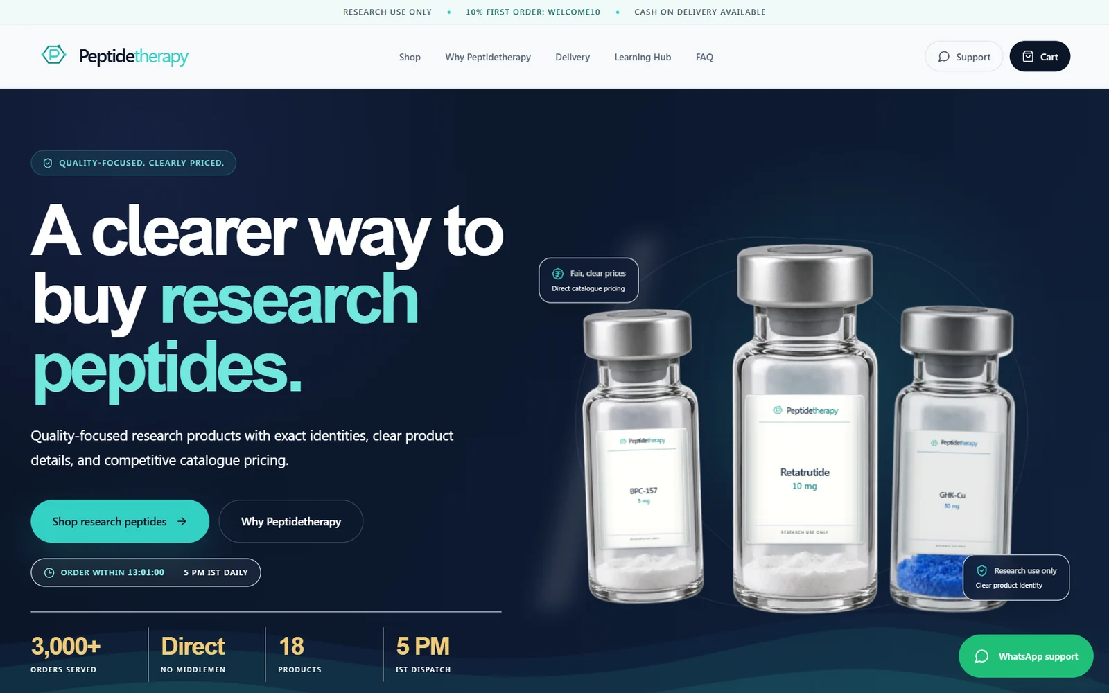 Opening: current live Peptide Therapy site